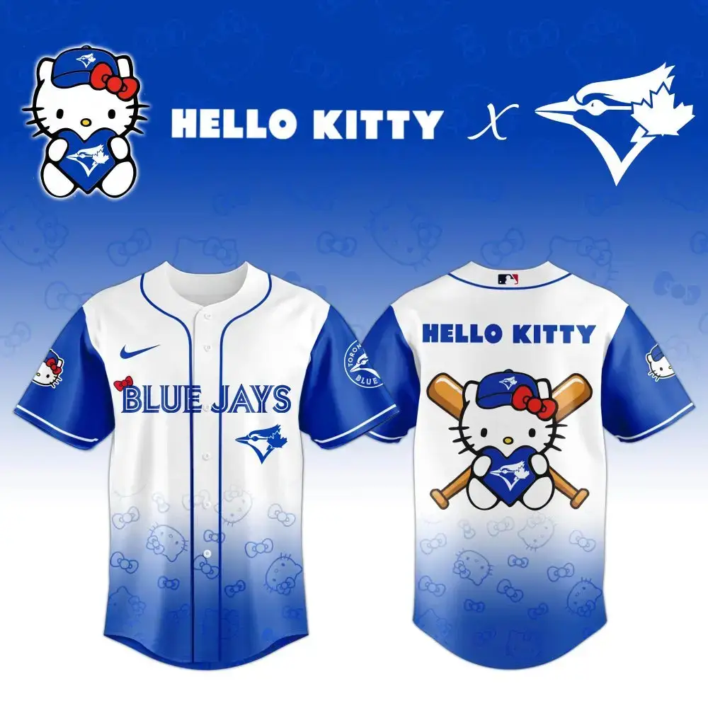 Hello Kitty X Blue Jays Baseball Jersey – Limited Edition Fan Gear For All Ages! Image