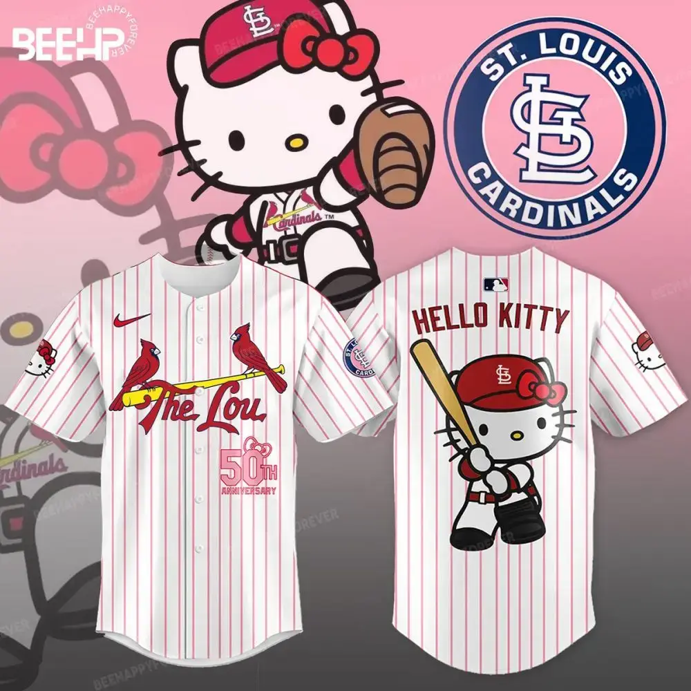 Hello Kitty X Cardinals Baseball Jersey - Cute & Sporty Fan Gear For 50Th Anniversary Image