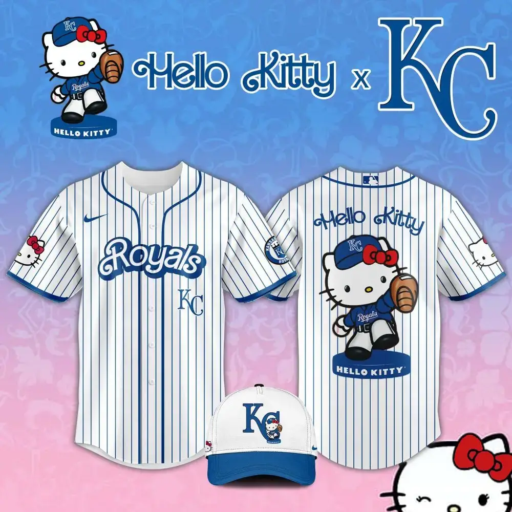 Hello Kitty X Kc Royals Baseball Jersey – Limited Edition Fan Gear Image
