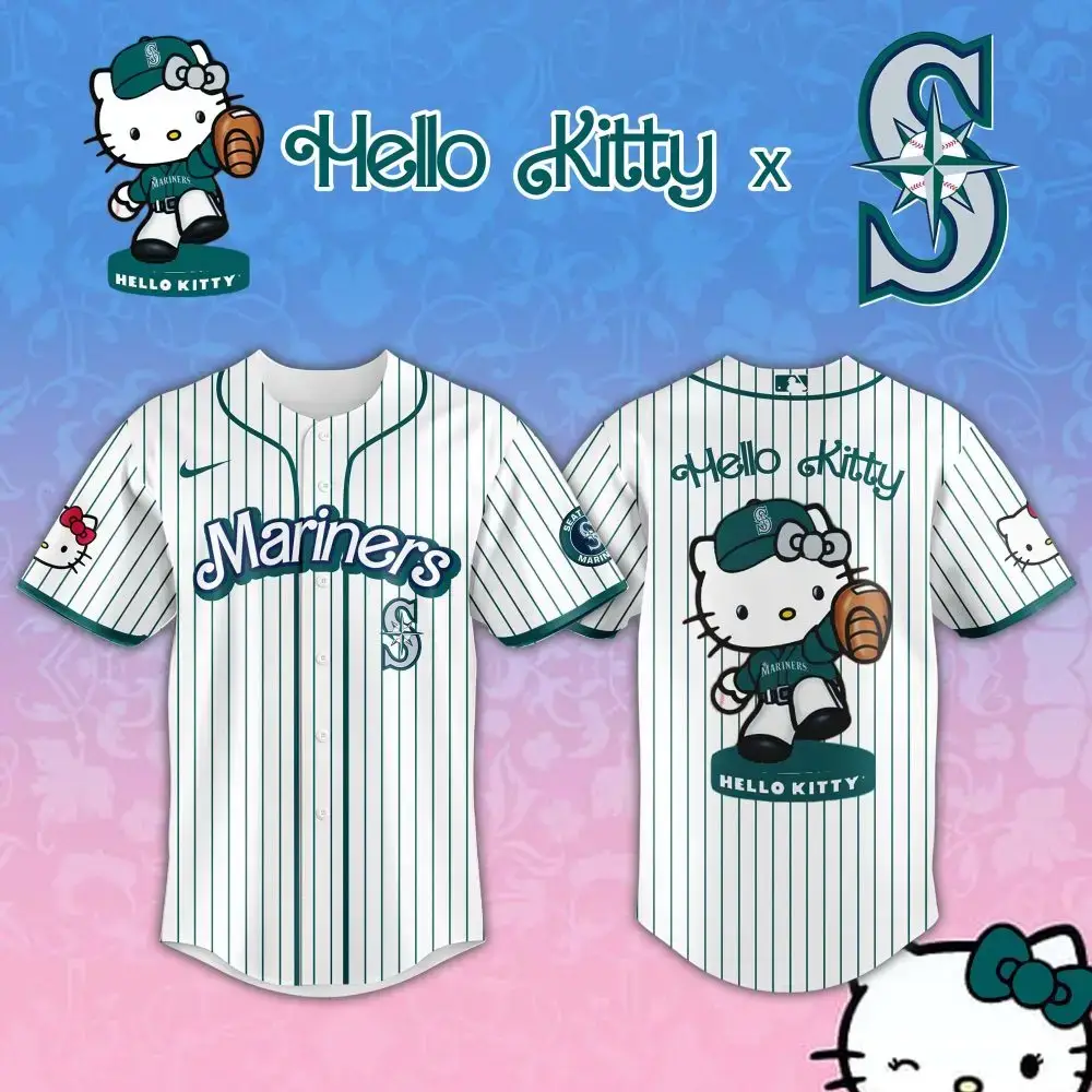 Hello Kitty X Mariners Baseball Jersey - Cute & Sporty Fan Gear For All Ages! Image