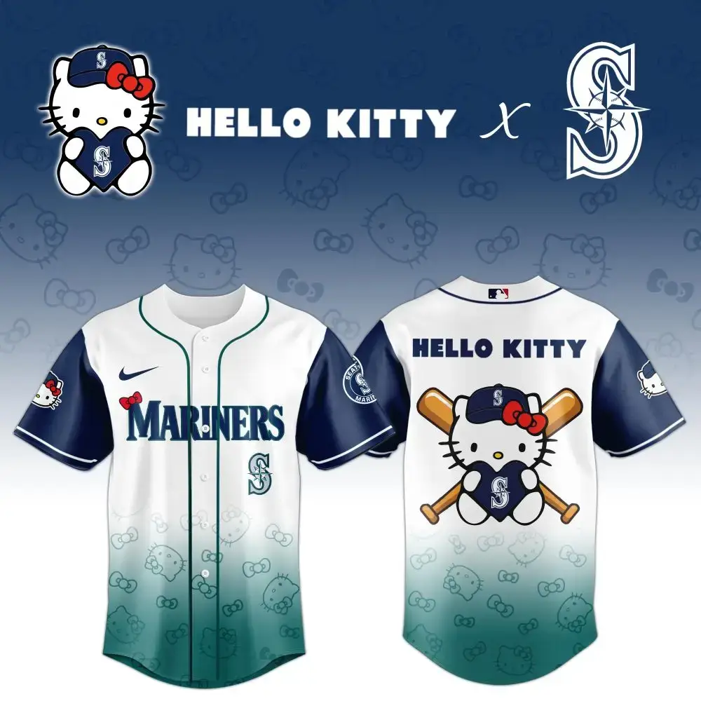 Hello Kitty X Mariners Baseball Jersey - Limited Edition Fan Gear For Kids & Adults Image