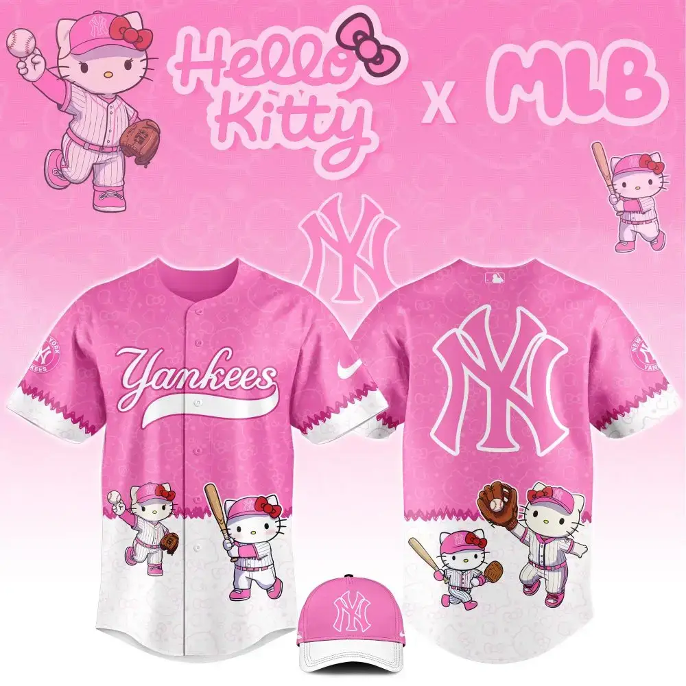 Hello Kitty X Mlb Yankees Pink Jersey Cute Baseball Style Image