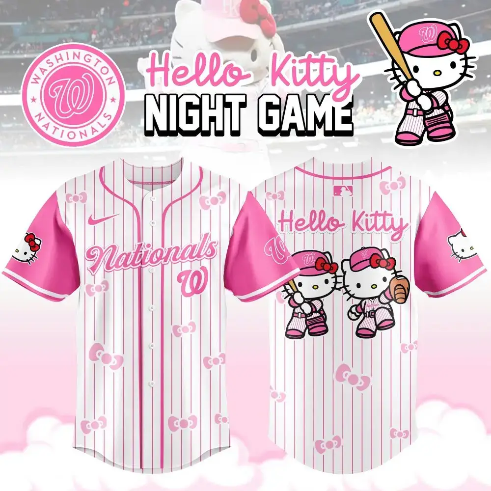 Hello Kitty X Nationals Pink Jersey – Cute Baseball Night Game Attire Image