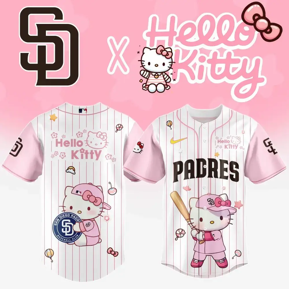 Hello Kitty X Padres Limited Edition Baseball Jersey - Cute & Stylish Fan Gear! Image