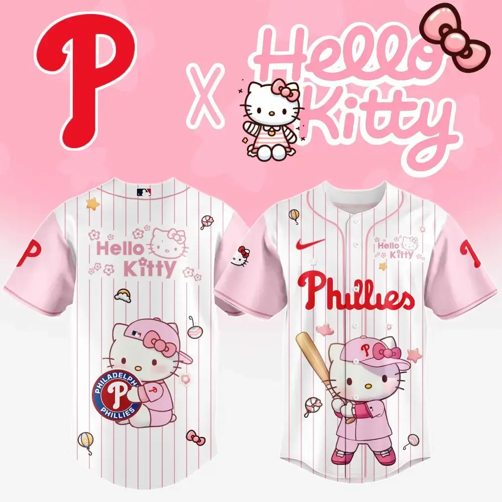 Hello Kitty X Phillies Jersey – Cute Baseball Fan Apparel For Kids & Adults Image