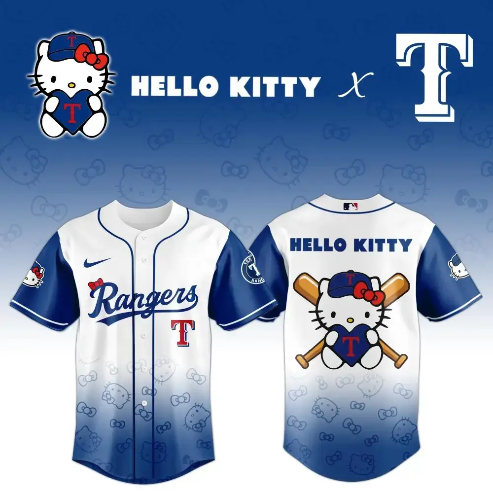 Hello Kitty X Rangers Jersey - Limited Edition Baseball Fans' Must-Have! Image