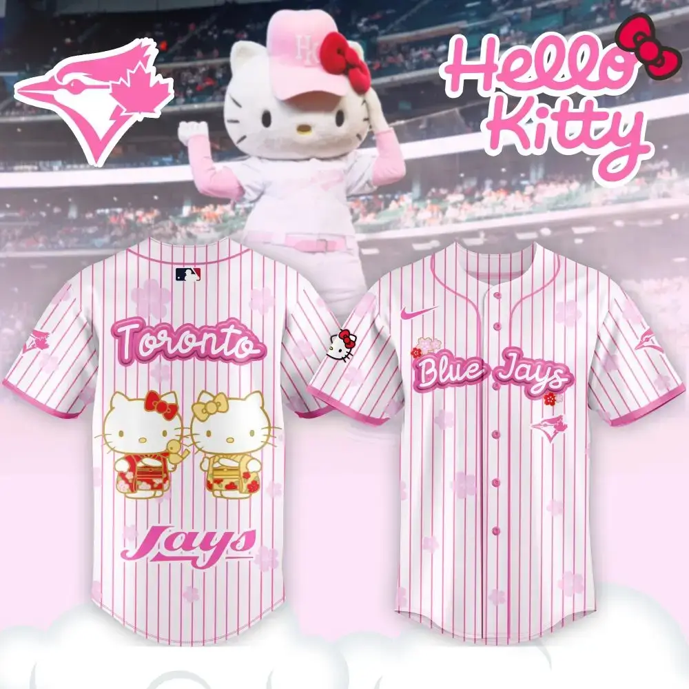 Hello Kitty X Toronto Blue Jays Pink Baseball Jersey - Limited Edition Fan Gear Image
