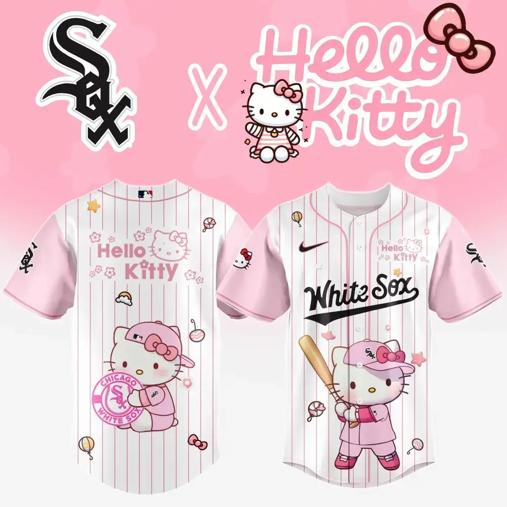Hello Kitty X White Sox Pink Baseball Jersey – Cute & Stylish Fan Gear Image