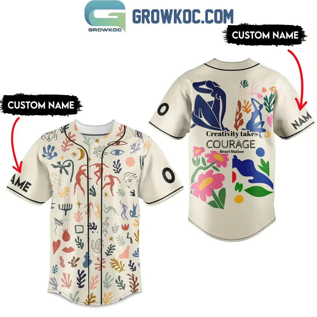 Henri Matisse Creativity Takes Courage Personalized Baseball Jersey Image