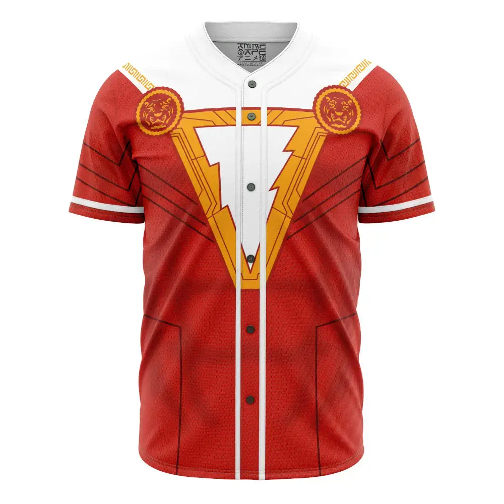 Heroic Red Lightning Baseball Jersey – Bold Superhero Design For Fans & Cosplay Image