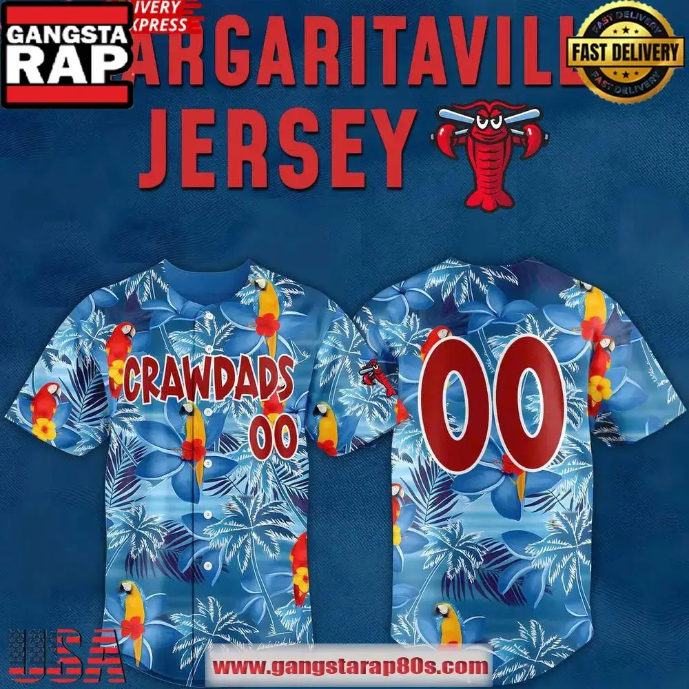 Hickory Crawdads Margaritaville Night 2025 Custom Baseball Jersey Shirt Image