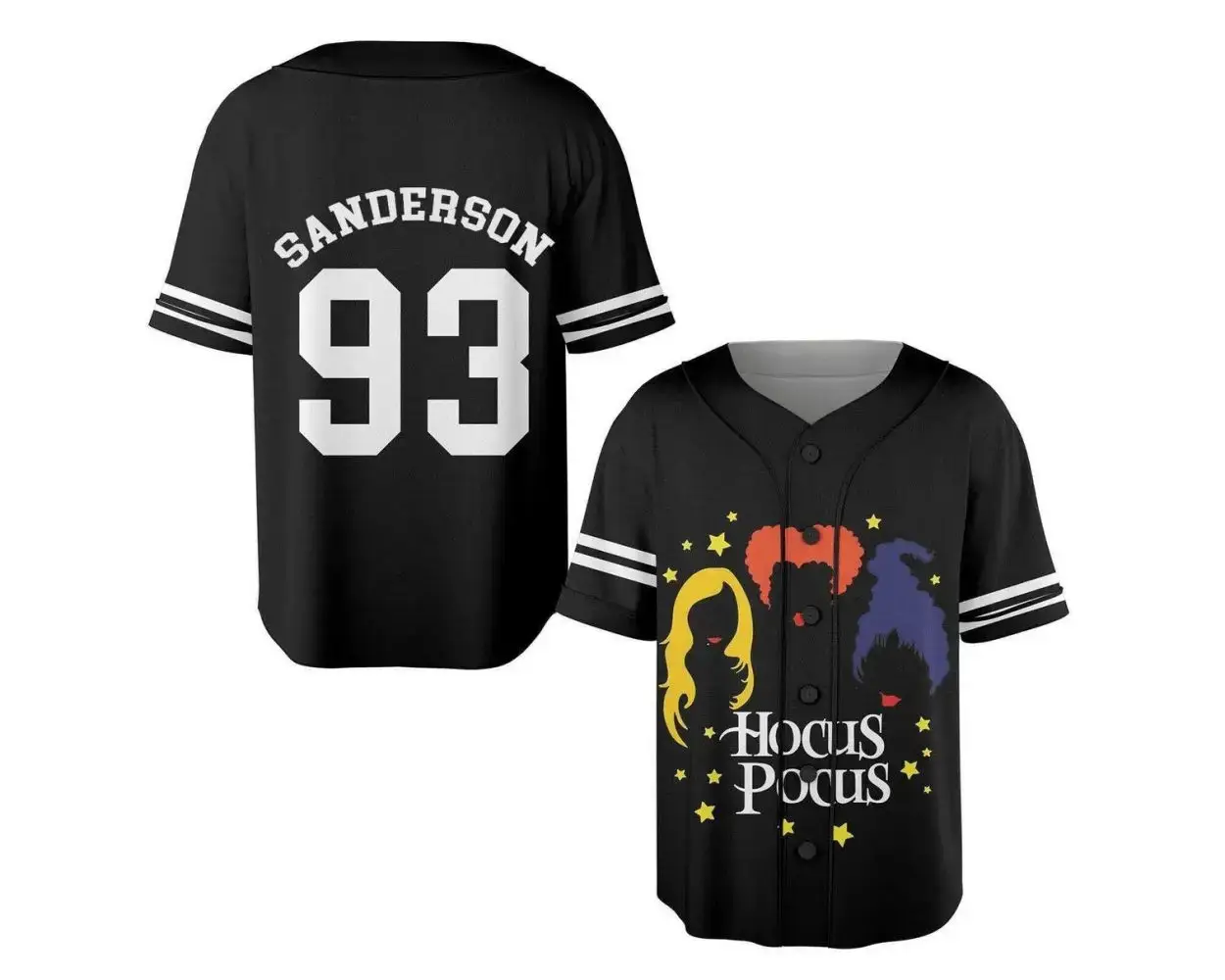 Hocus Pocus Sanderson Sisters Baseball Jersey - Witchy Halloween Costume Top Image