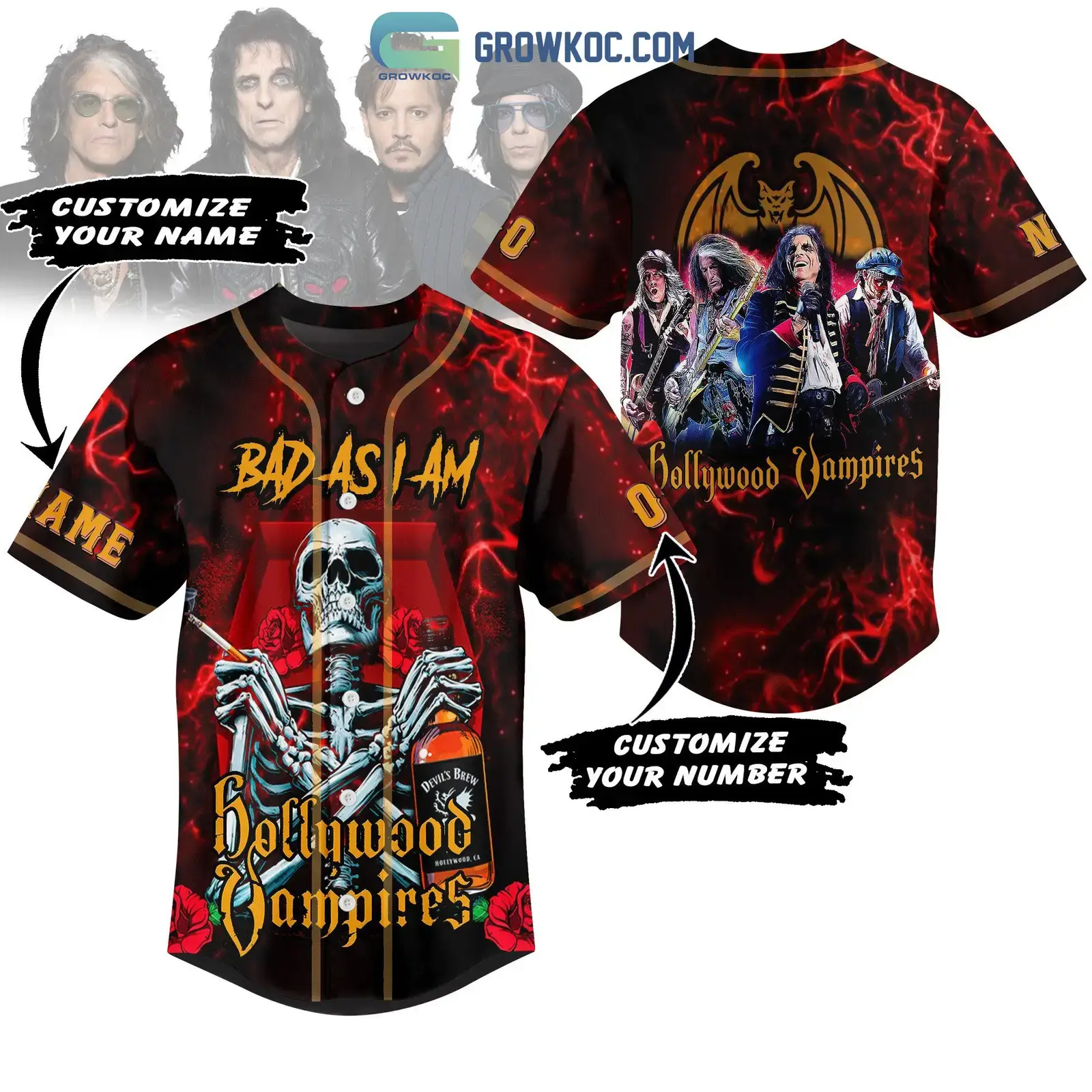 Hollywood Vampires Bad As I Am Personalized Baseball Jersey Image
