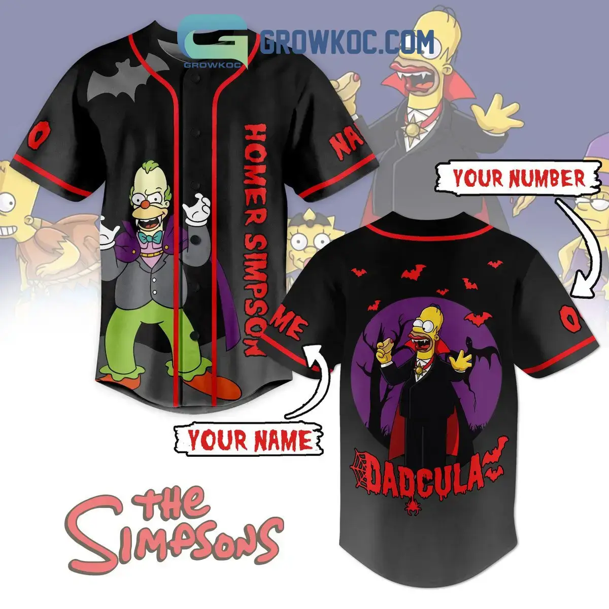 Homer Simpson Dadcula Halloween The Simpsons Personalized Baseball Jersey Image