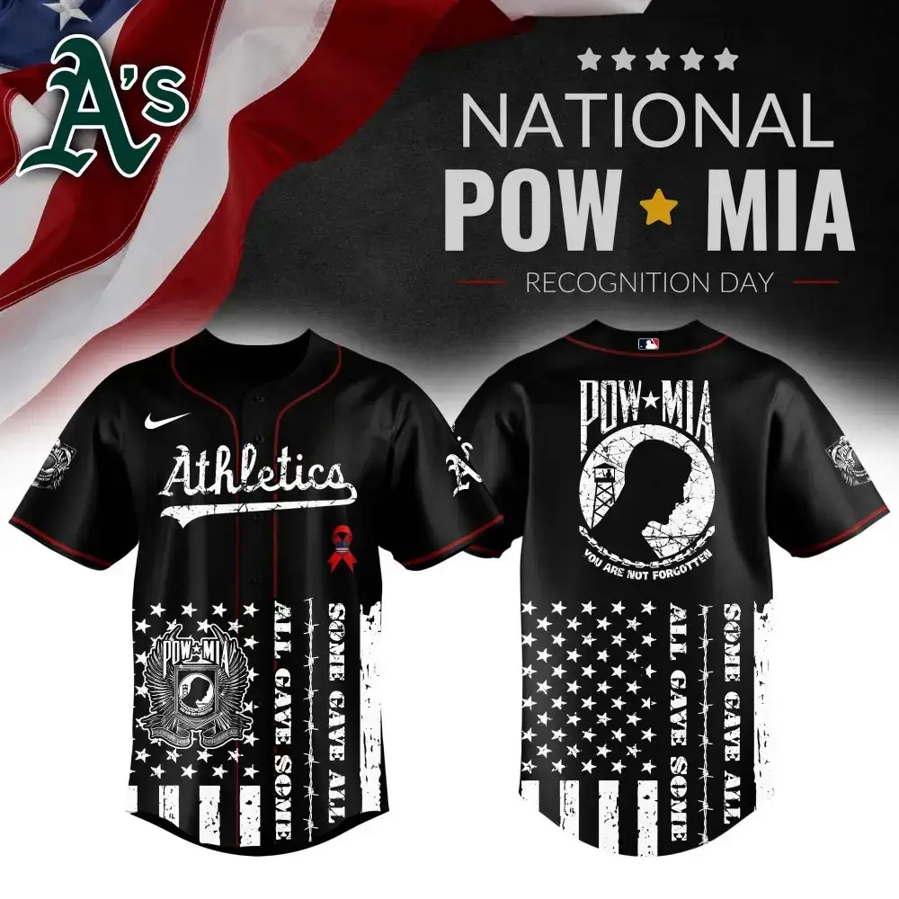 Honor Heroes: A'S Pow Mia Baseball Jersey - Limited Edition Tribute Apparel Image