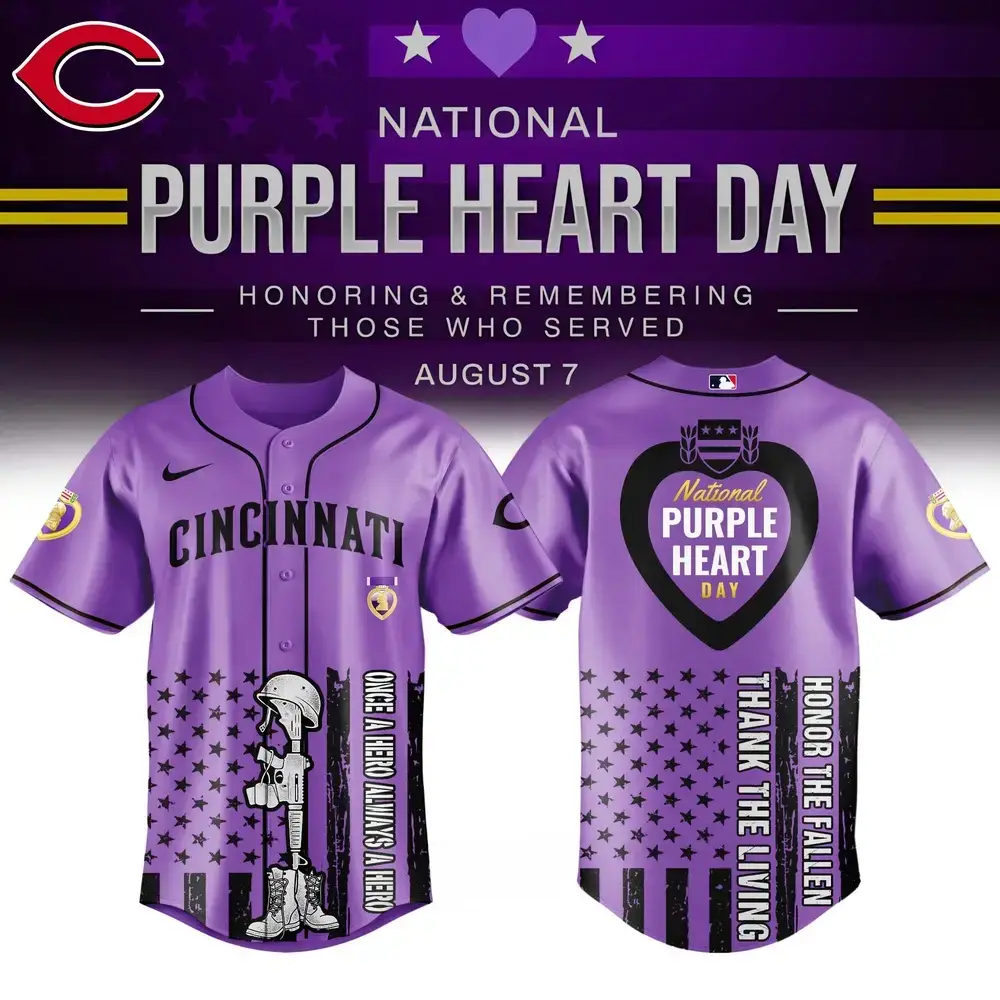 Honor Heroes: Purple Heart Day Baseball Jersey - Cincinnati Tribute Edition Image
