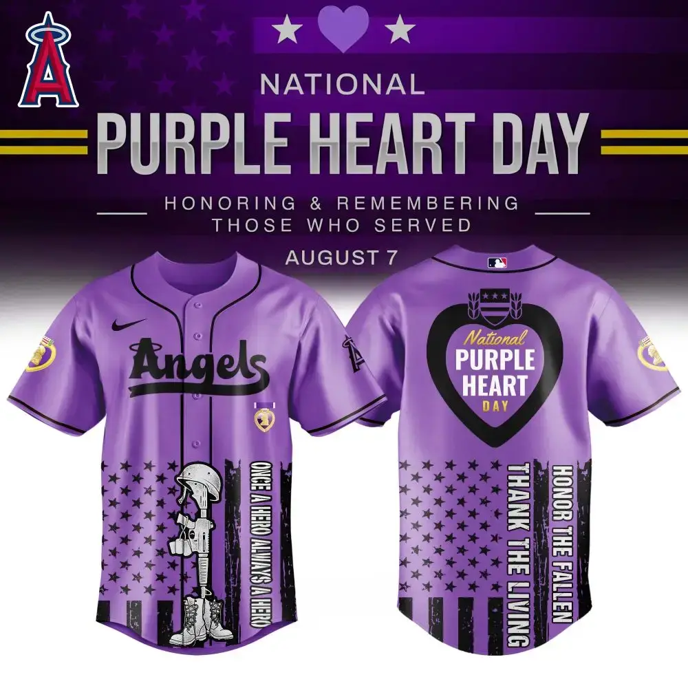 Honor Heroes With Angels Purple Heart Day Jersey - Limited Edition Tribute Apparel Image