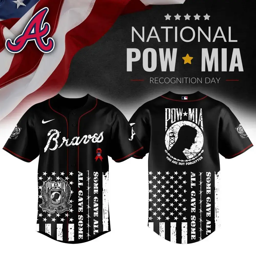Honor Veterans: Pow*Mia Braves Baseball Jersey - Patriotic Design, Limited Edition Image