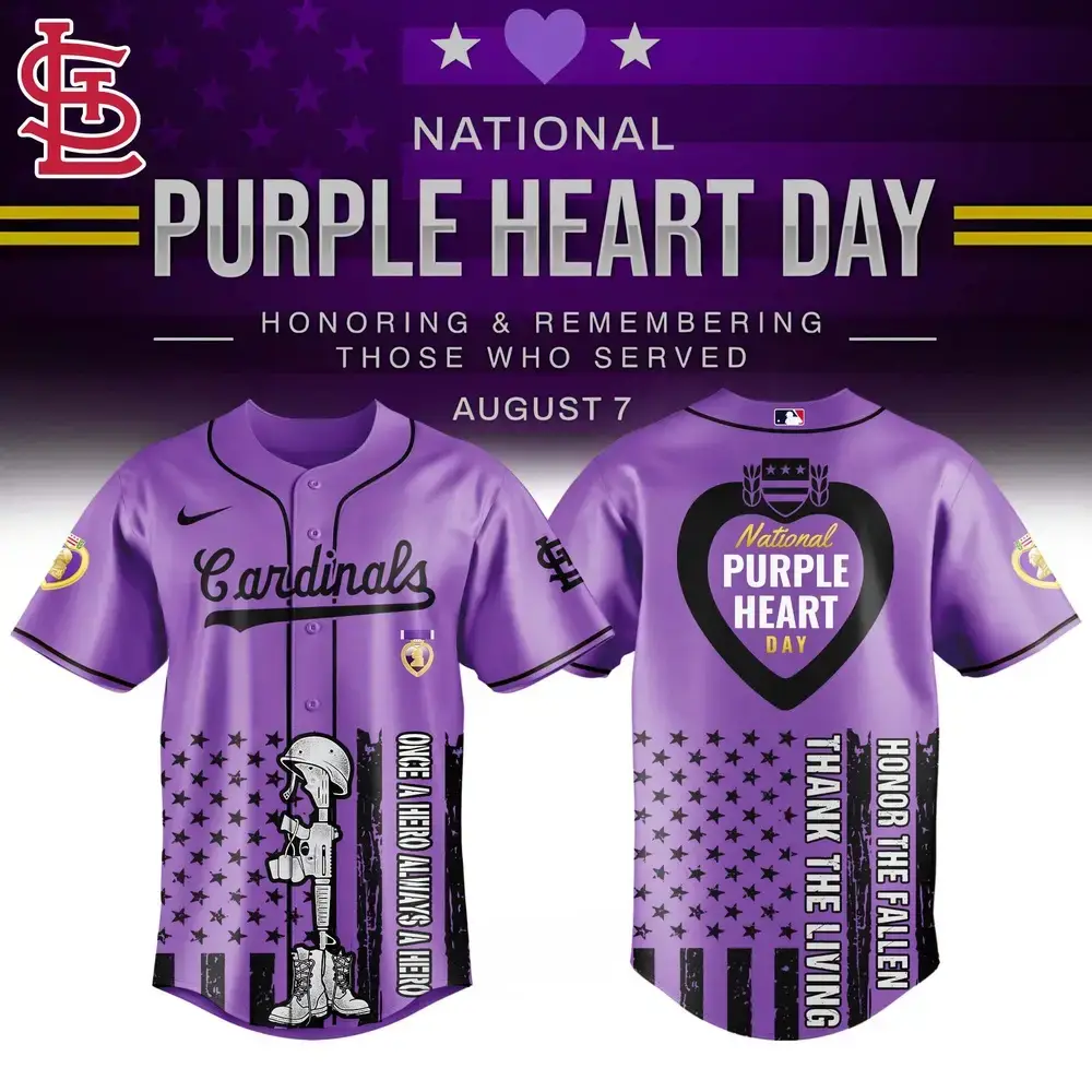 Honor Veterans: Purple Heart Day Cardinals Jersey - Limited Edition Tribute Apparel Image