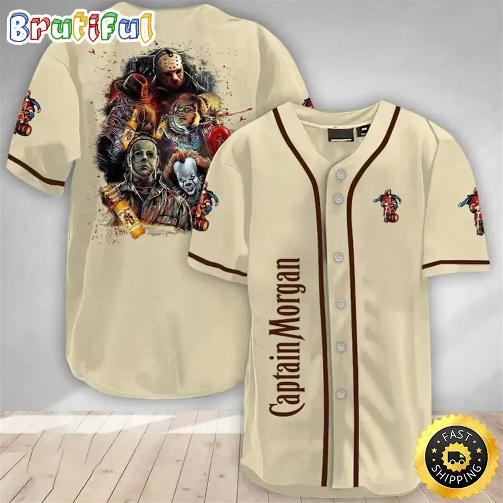 Horror Characters Captain Morgan Baseball Jersey Beer Lovers Image