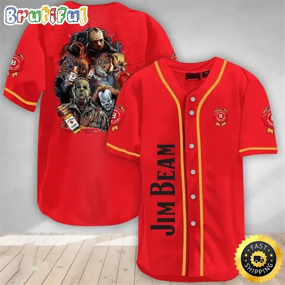 Horror Characters Jim Beam Baseball Jersey Image