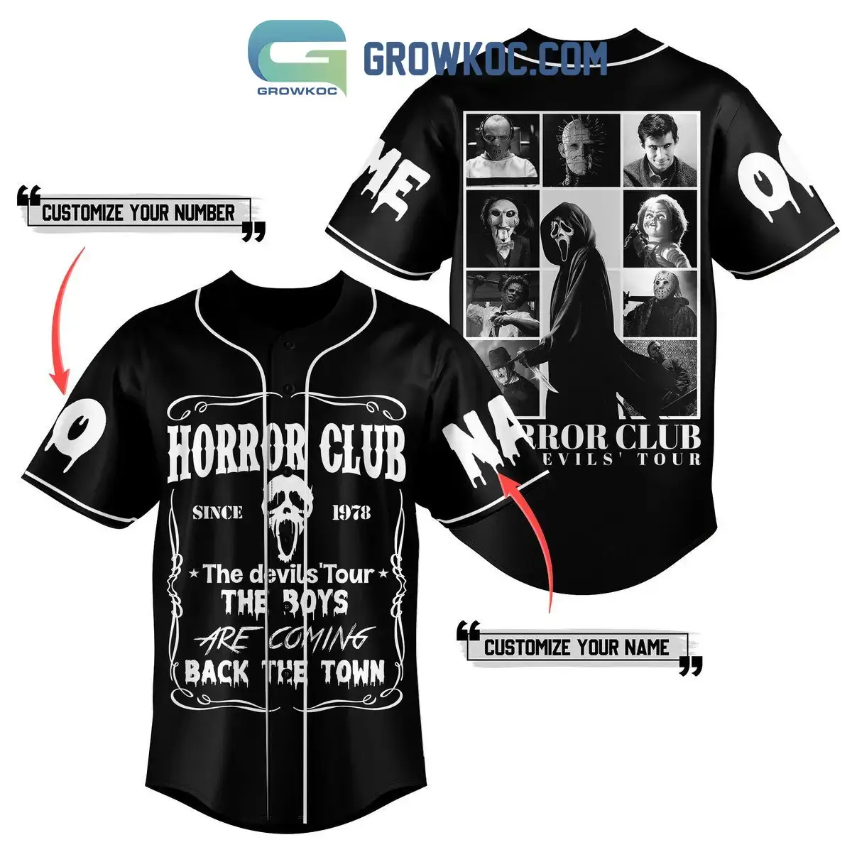 Horror Club The Devils' Tour The Boys Are Coming Back The Town Personalized Baseball Jersey Image