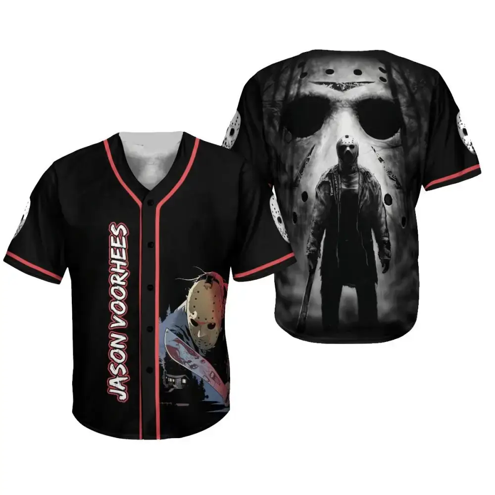Horror-Themed Jason Voorhees Baseball Jersey – Unique Graphic Design For Fans Image