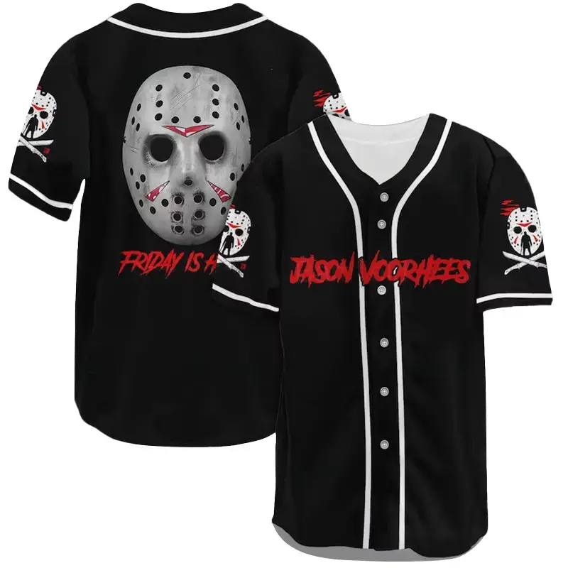 Horror-Themed Jason Voorhees Baseball Jersey - Perfect For Fans & Collectors Image