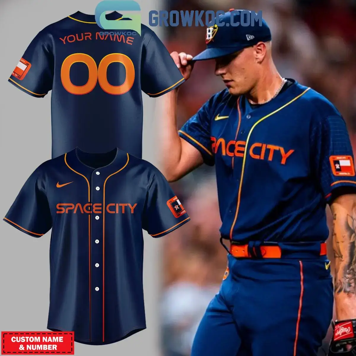 Houston Astros 2024 MLB Space City Collaboration Personalized Baseball Jersey Image