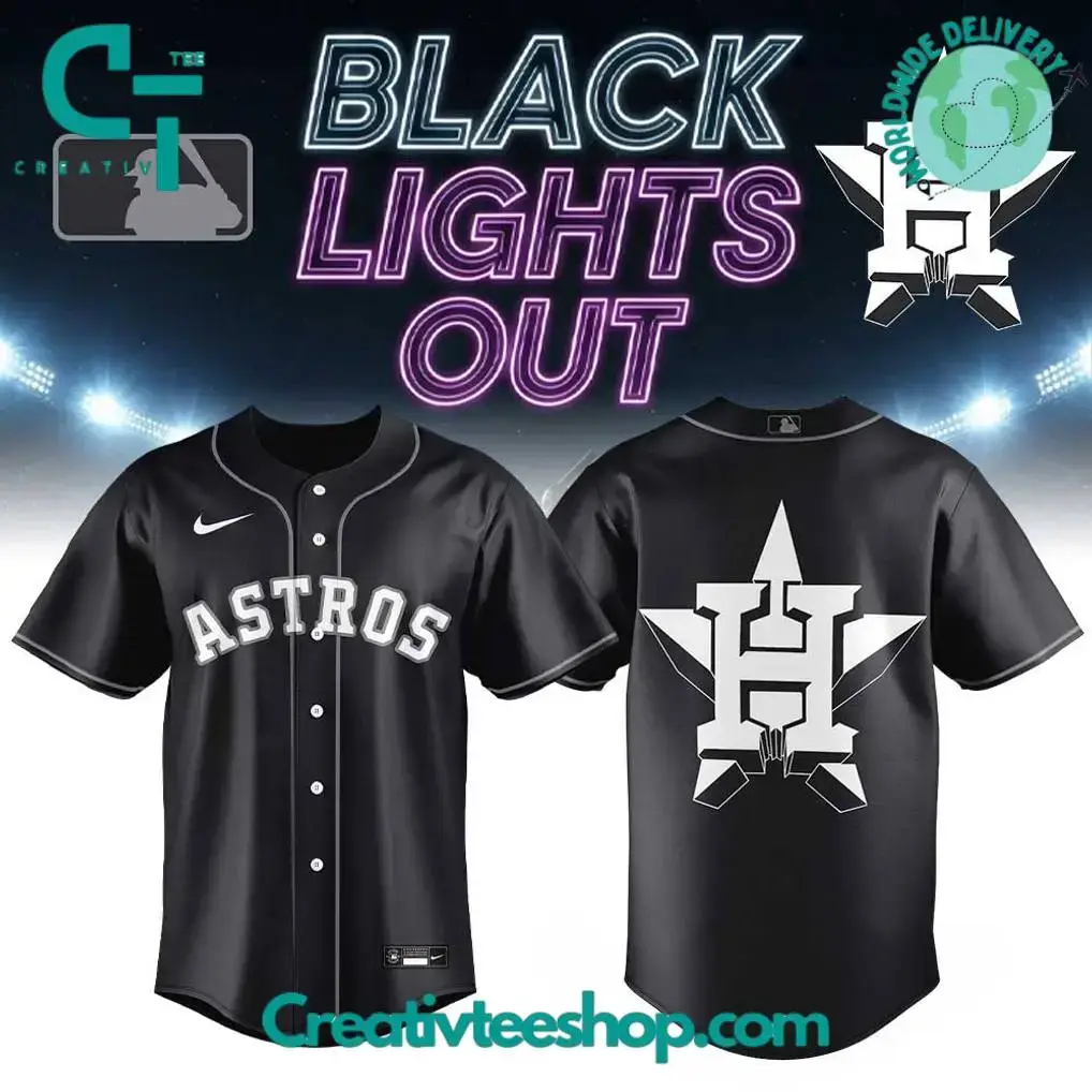 Houston Astros Black Lights Out Limited Edition Baseball Jersey Image