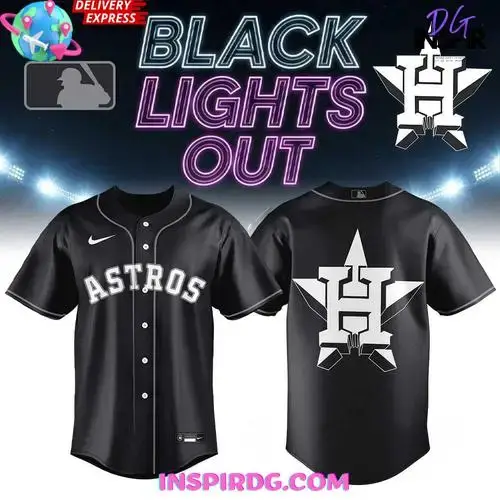 Houston Astros Black Lights Out Limited Edition Baseball Jersey Image