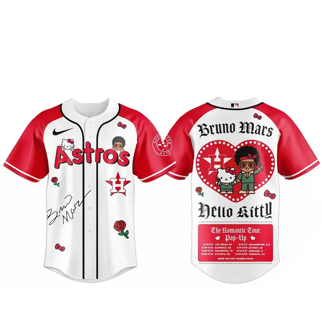 Houston Astros Bruno Mars x Hello Kitty 2026 The Romantic Tour Baseball Jersey Image