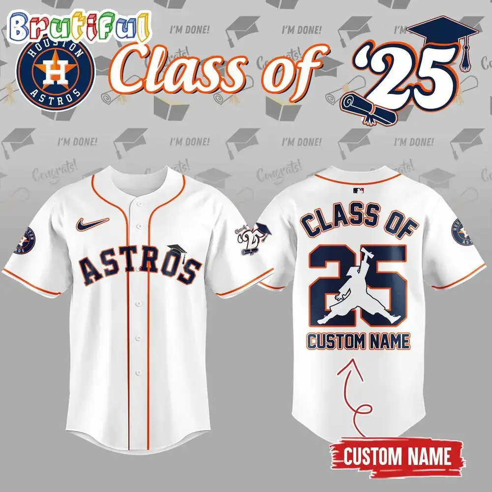 Houston Astros Class Of 2025 Personalized Baseball Jersey Image