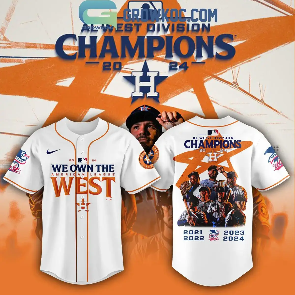 Houston Astros Fanatics AL West Division Champions 2024 Baseball Jersey Image