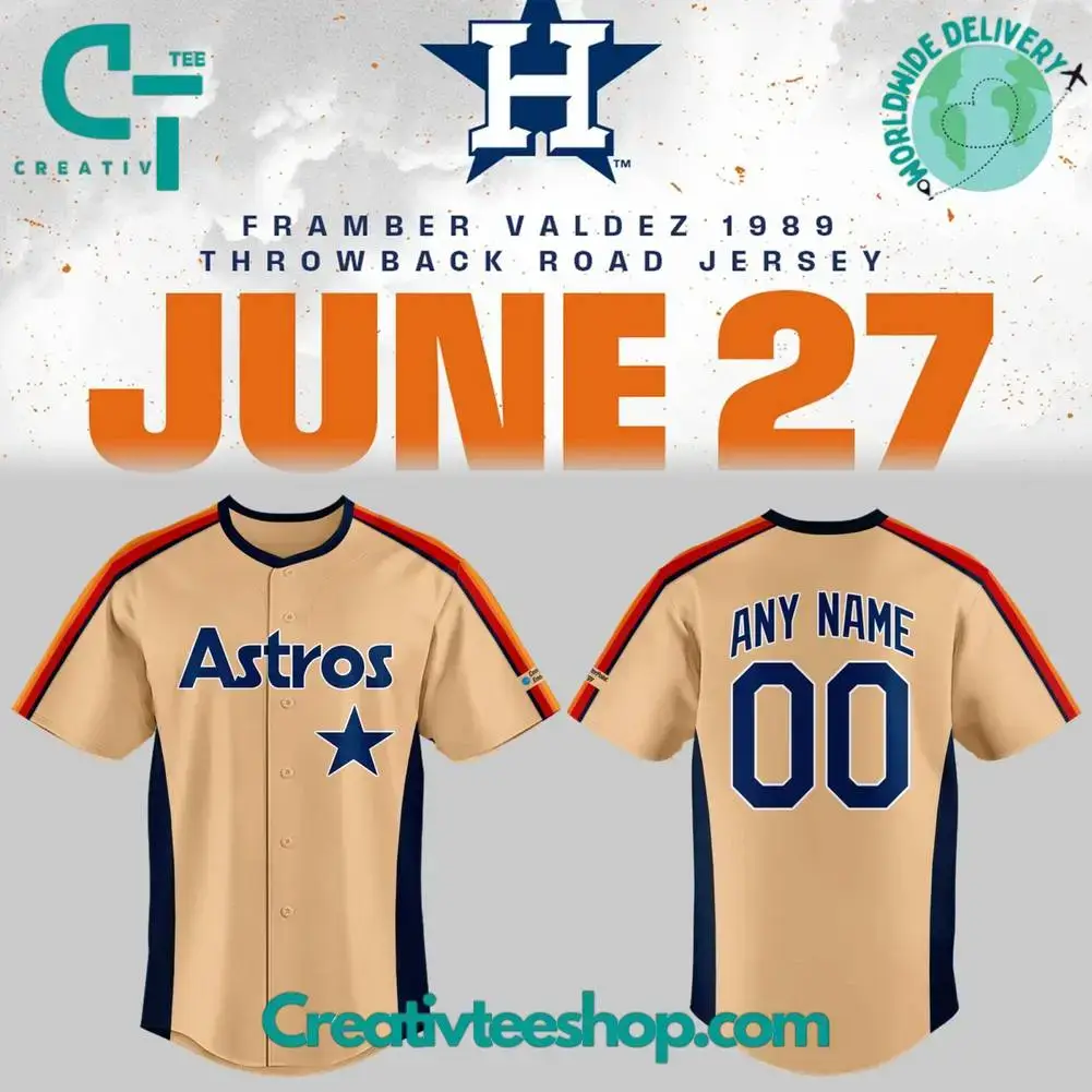 Houston Astros Framber Valdez 1989 Throwback Road Custom Baseball Jersey Image