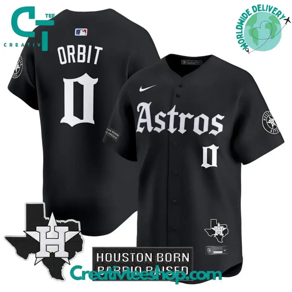 Houston Astros Gothic Edition "Houston Born Barrio Raised" Baseball Jersey Image