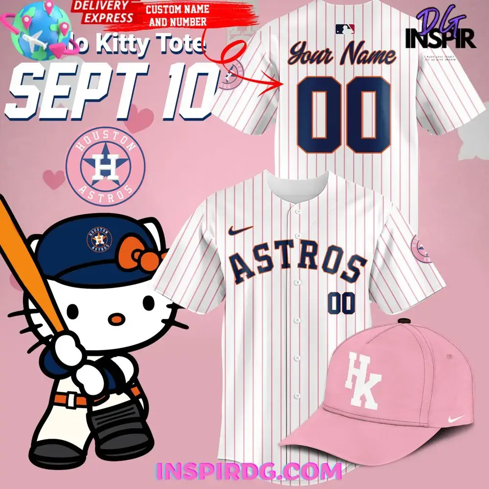 Houston Astros Hello Kitty Night Stripe Baseball Jersey Image