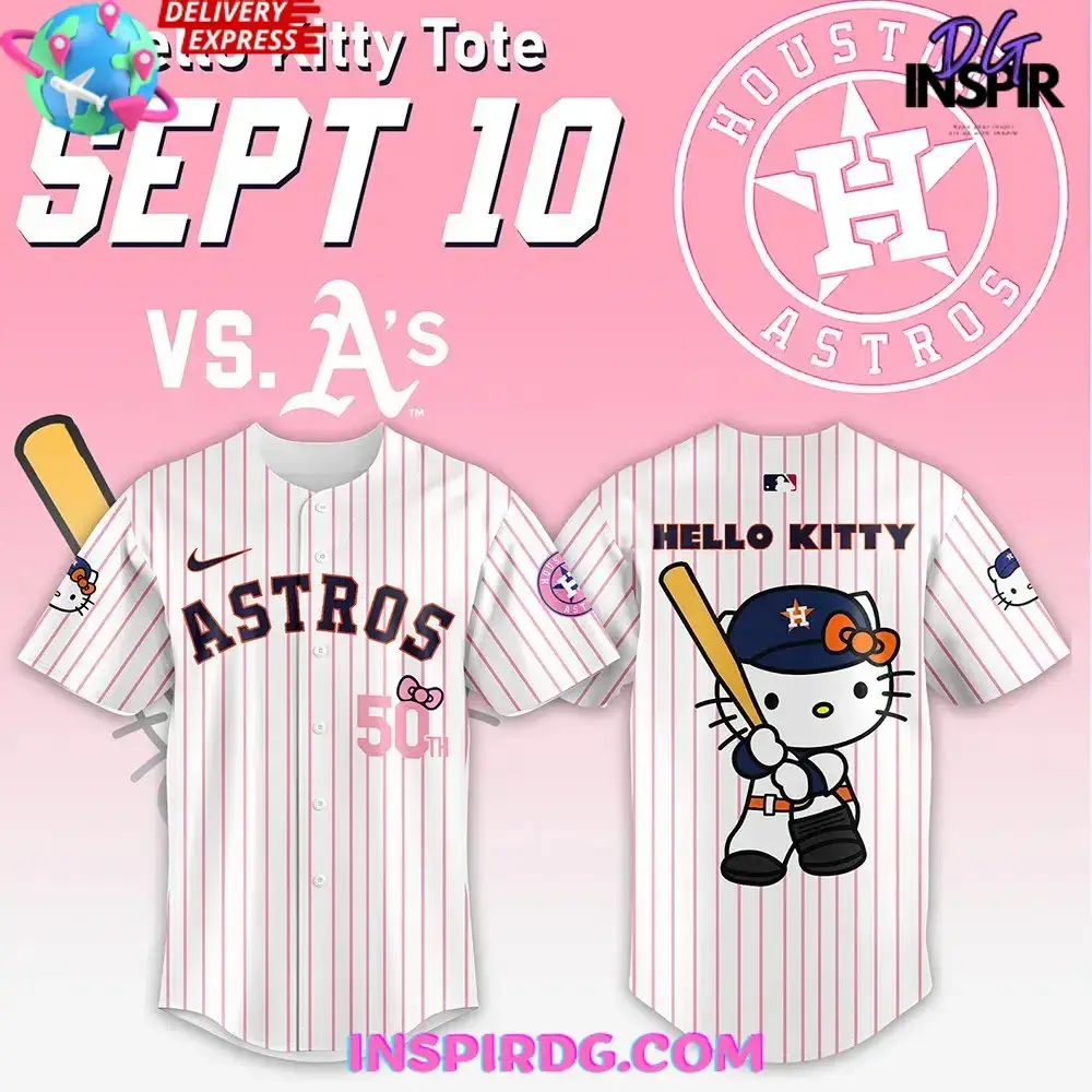 Houston Astros Hello Kitty Stripe Baseball Jersey Image