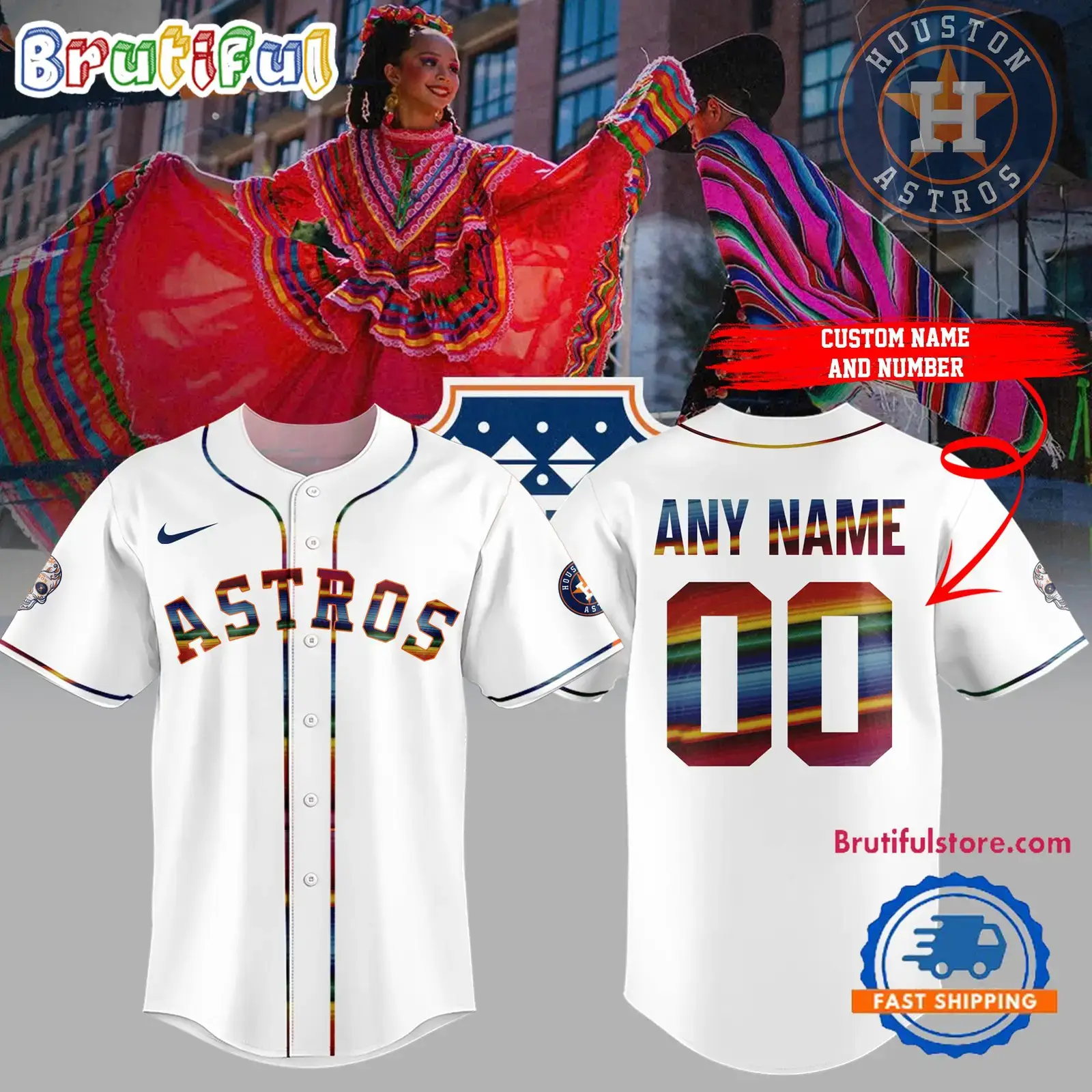 Houston Astros Hispanic Heritage Month 2024 Baseball Jersey Image