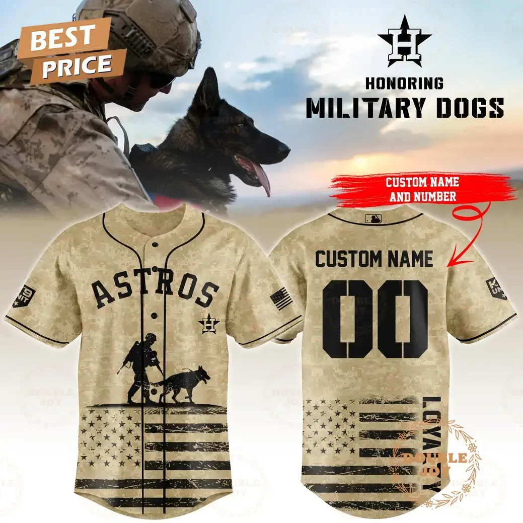 Houston Astros Honoring Military Dogs 2025 Custom Name Limited Edition Baseball Jersey Image