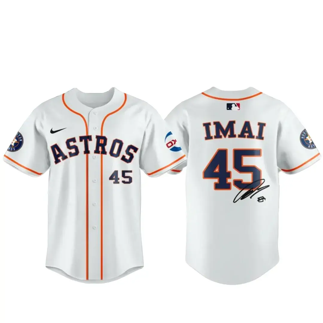 Houston Astros Hou Imai #45 Signature White Baseball Jersey Image