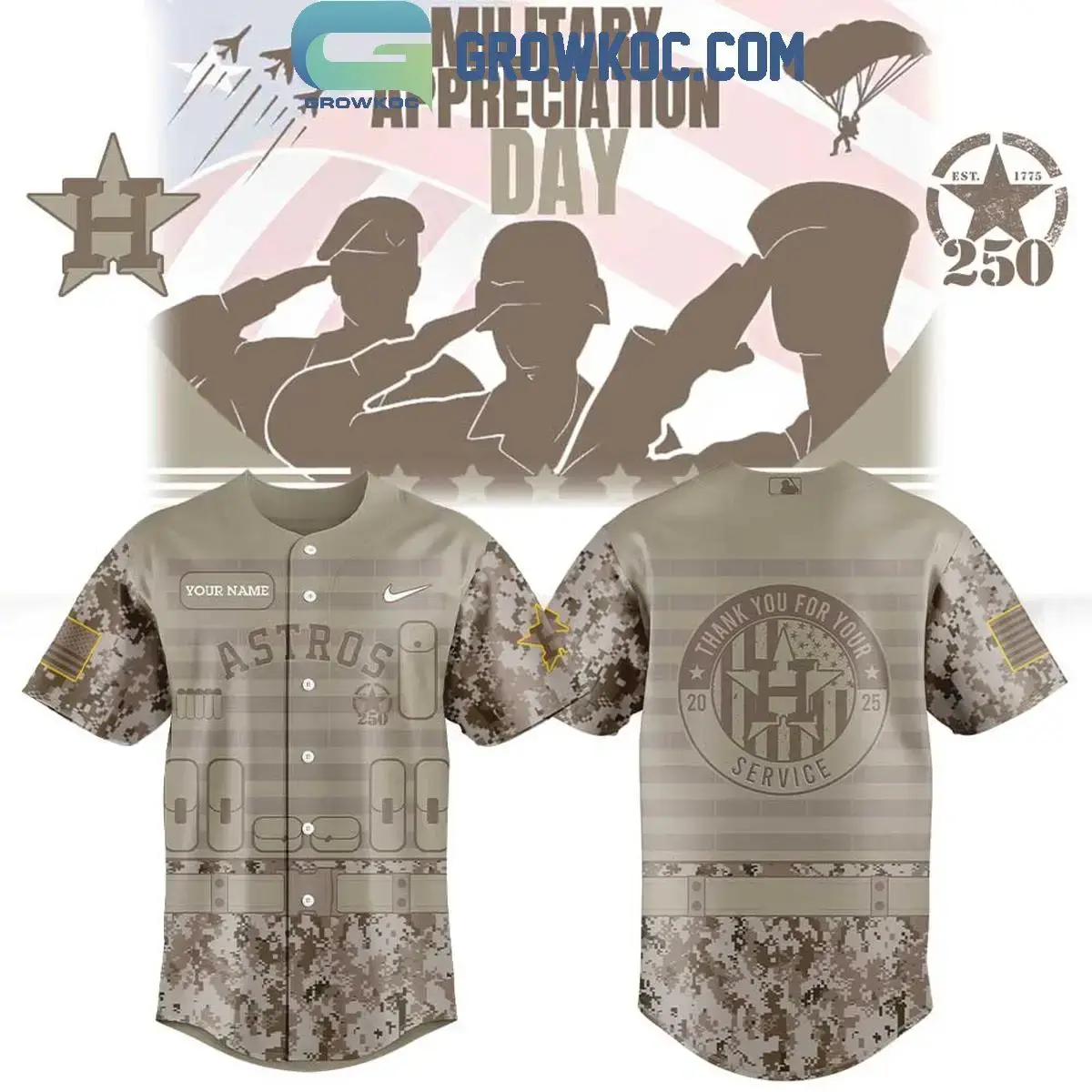 Houston Astros Military Appreciation 250th Anniversary 2025 Jersey Image