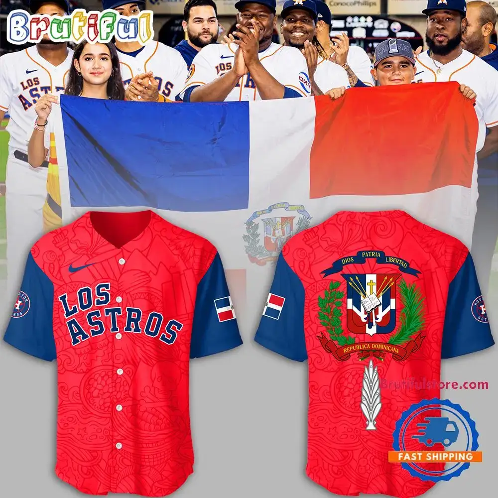 Houston Astros MLB 2024 Astros Dominican Heritage Baseball Jersey Shirt Image