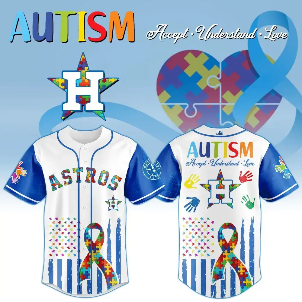 Houston Astros Mlb X Autism Awareness Month Custom Baseball Jersey Image