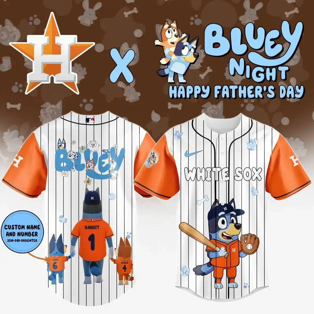 Houston Astros Mlb X Bluey And Bingo Special Edition Custom Baseball Jersey Image