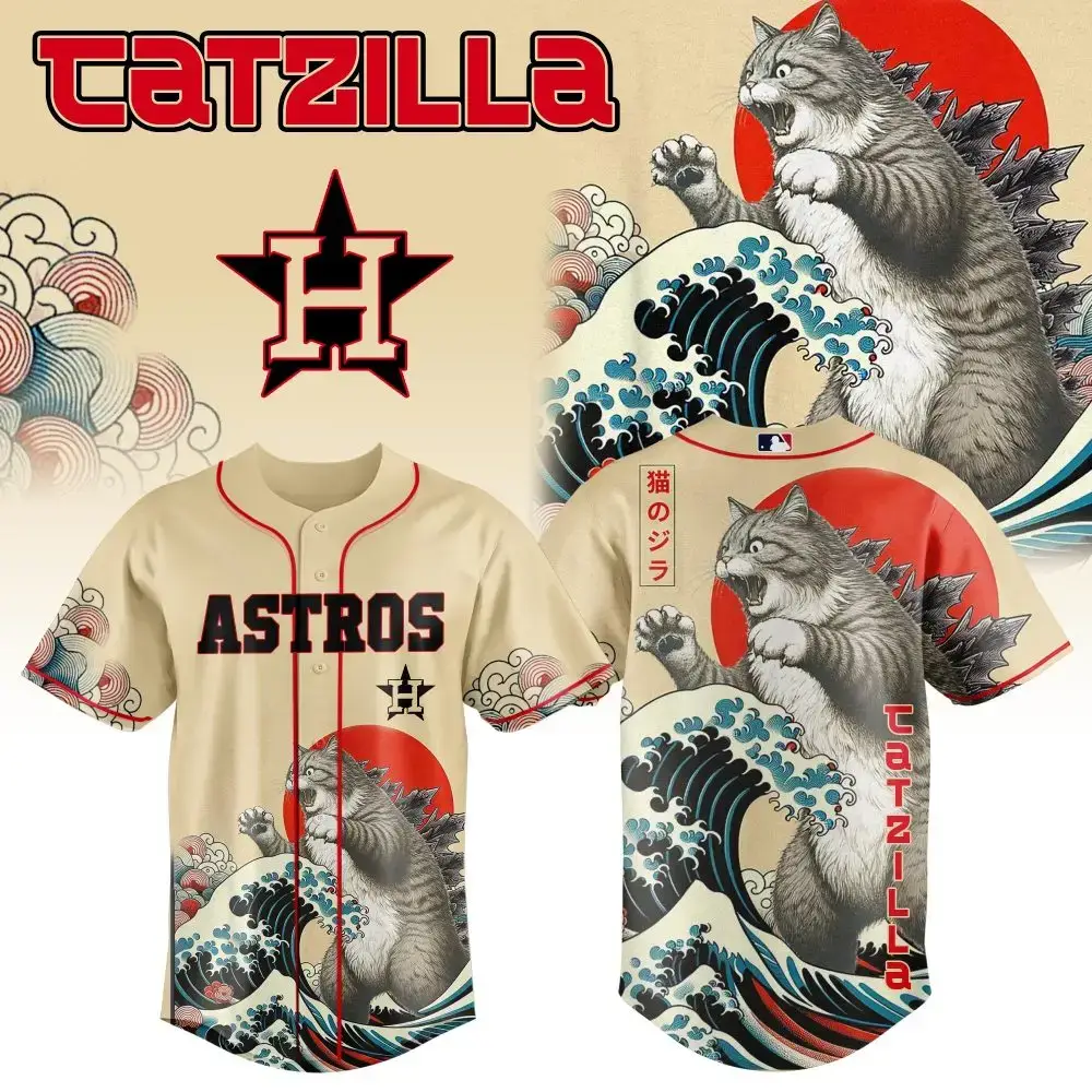 Houston Astros Mlb X Catzilla Style Japans Custom Baseball Jersey Image