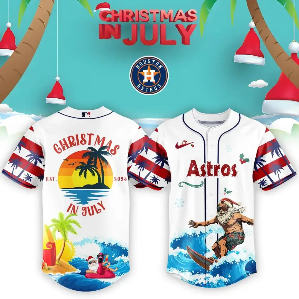 Houston Astros Mlb X Christmas July Santa Custom Baseball Jersey Image