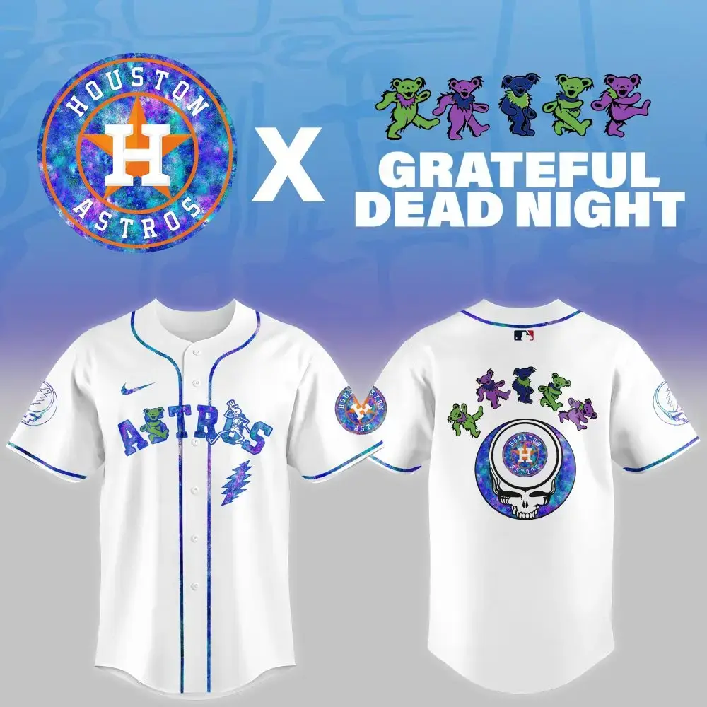 Houston Astros Mlb X Grateful Dead Theme Night Game Custom Baseball Jersey Image