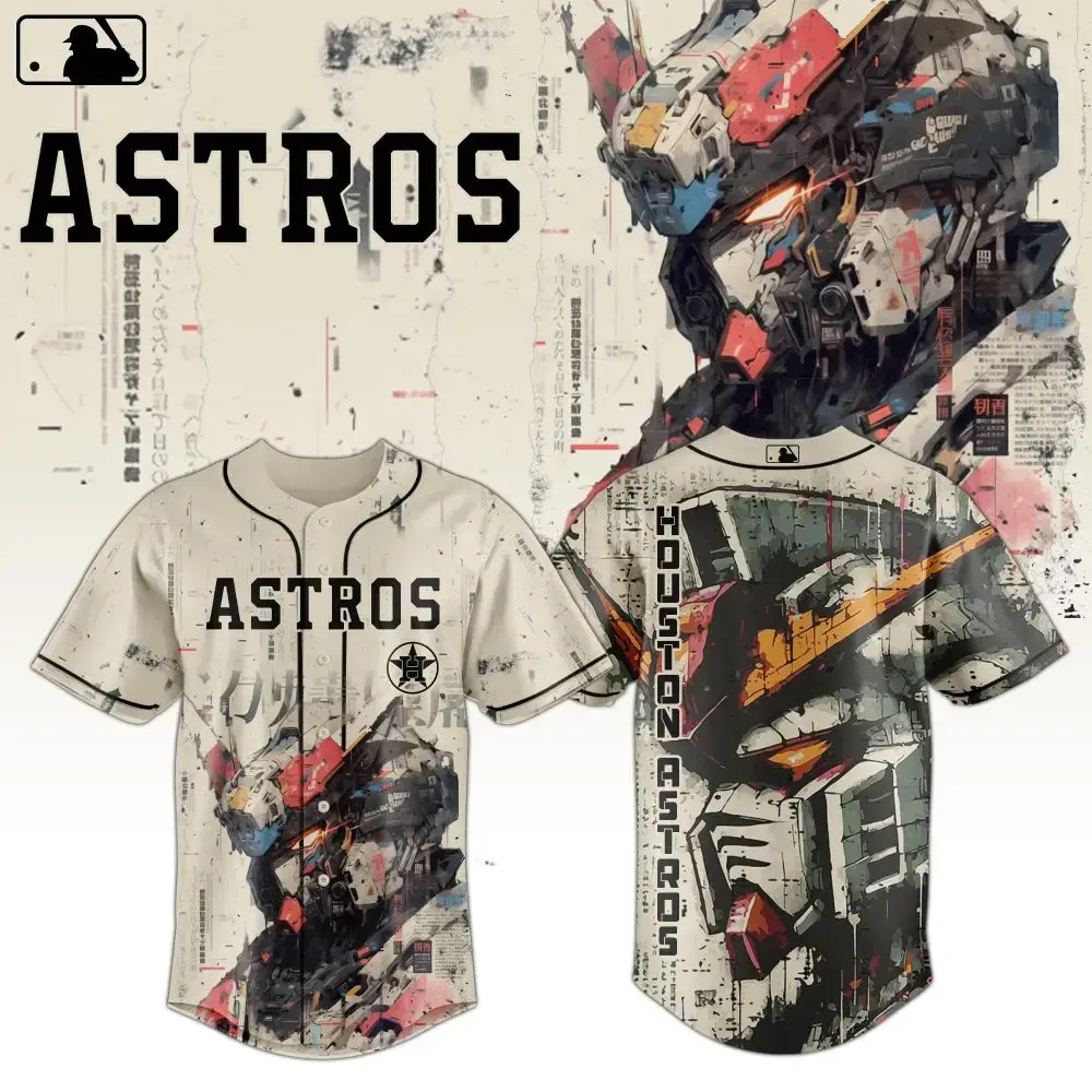 Houston Astros Mlb X Gundam Robot Japan Custom Baseball Jersey Image