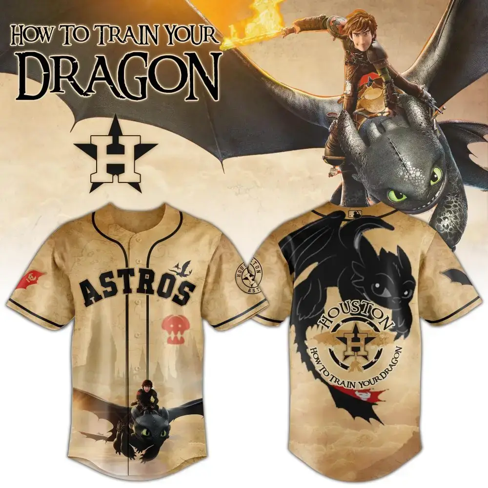 Houston Astros Mlb X How To Train Your Dragon Toothless Custom Baseball Jersey Image